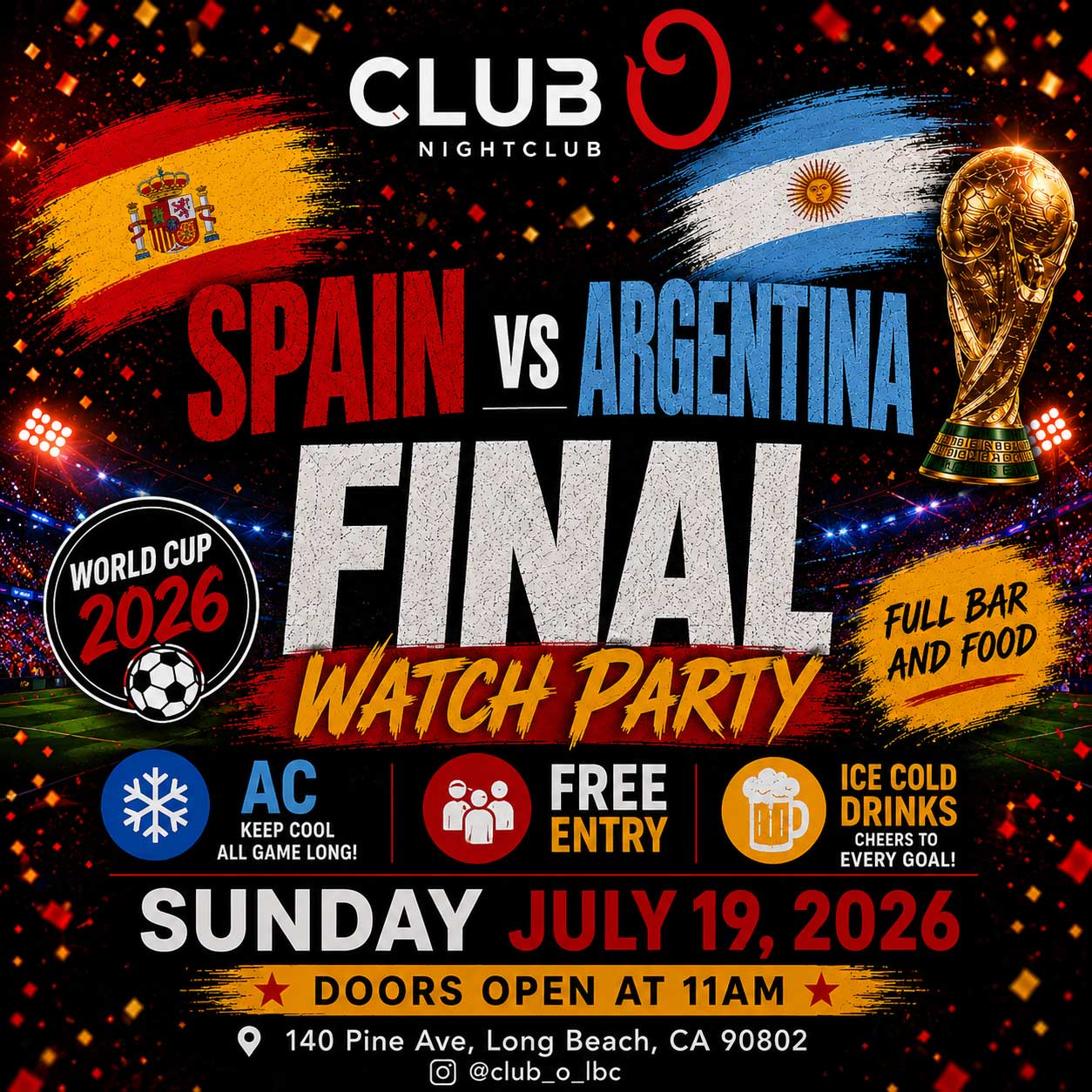 Spain Vs. Argentina WAtch party Club O